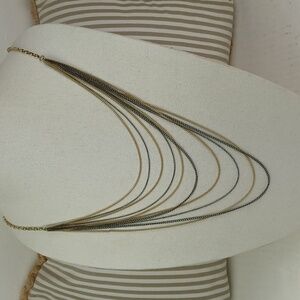 Lane Bryant Gold & Black Layered Chain Very Cool Necklace Nice Quality